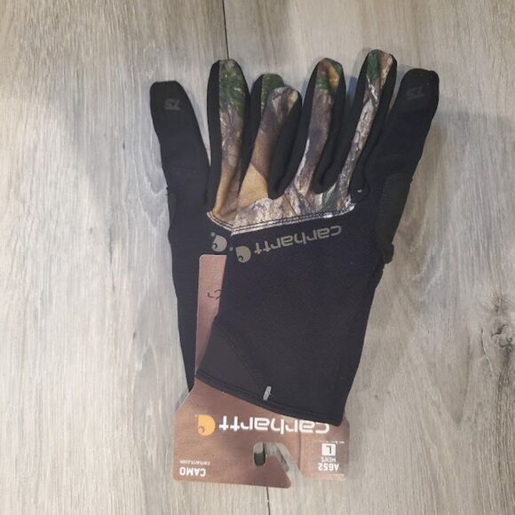 Carhartt Men's Black/Camouflauge Work Flex Touch Screen equipped Glove large - Picture 3 of 9